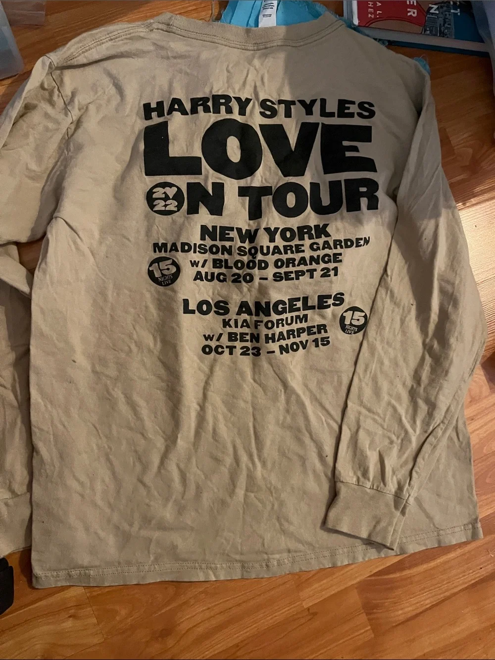 Harry Styles Beige "Love On Tour" Long Sleeve Shirt 2022 Butterfly - Picture 3 of 4